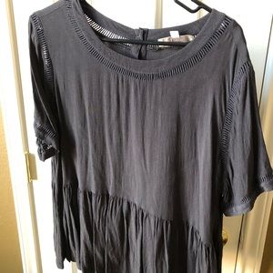 Loft Navy Blue Peplum Shirt Sleeve top